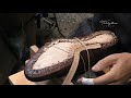 Making HANDMADE Double  Monk Strap Shoes with Hand-dyed leather