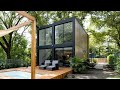 New container home with swimming pool inside tropical forest