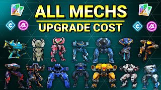 All Mech Upgrade Cost - Blueprint Credit Acoins - Mech Arena