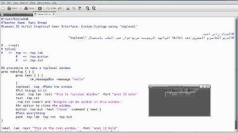 Programming in Tcl/Tk Lesson 25: GUI: Custom Dialogs Using "toplevel" (English Version)