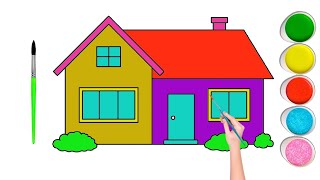 Village House Drawing step by step for Kids | How To Draw Easy Village House Coloring and painting