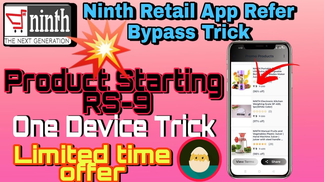 Ninth Retail app products starting @9.. Ninth Retail App Refer Bypass Trick.. Free shopping Today