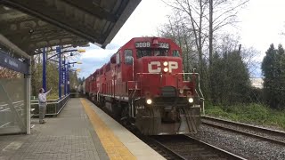 Two CP trains at the Maple Meadows station