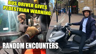 Bus Driver Alerts Biker to Pedestrian - Random Encounters