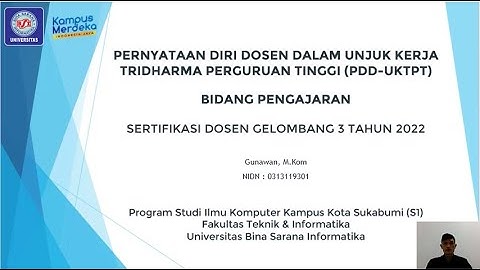 PDD-UKTPT Bidang Pengajaran - Gunawan - Universitas Bina Sarana Informatika | SERDOS SMART 2022