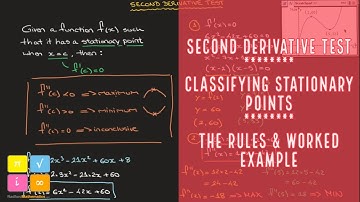Second Derivative Test for Classifying Stationary Points - How it Works - Rules and Example