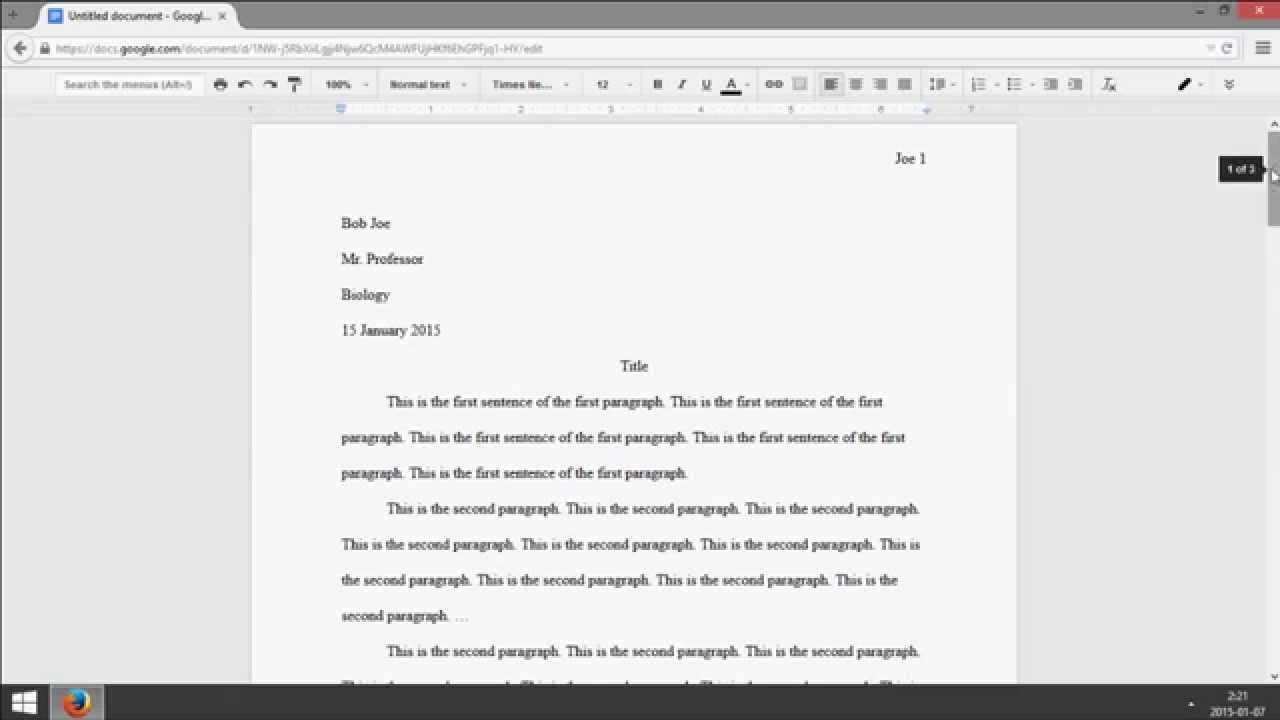 essay page setup