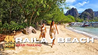 [4K HDR] Best Beach in Asia | Railay Beach Walking Tour Krabi Thailand  #Railaybeach