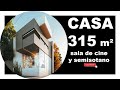 Como construir mi casa en un terreno de 6*20 con CON CINE Y SEMISOTANO   | PLANOS mx arquitectura