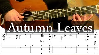 Video thumbnail of "Autumn Leaves for Guitar (with Tab)-Robert Lunn's Guitar School"