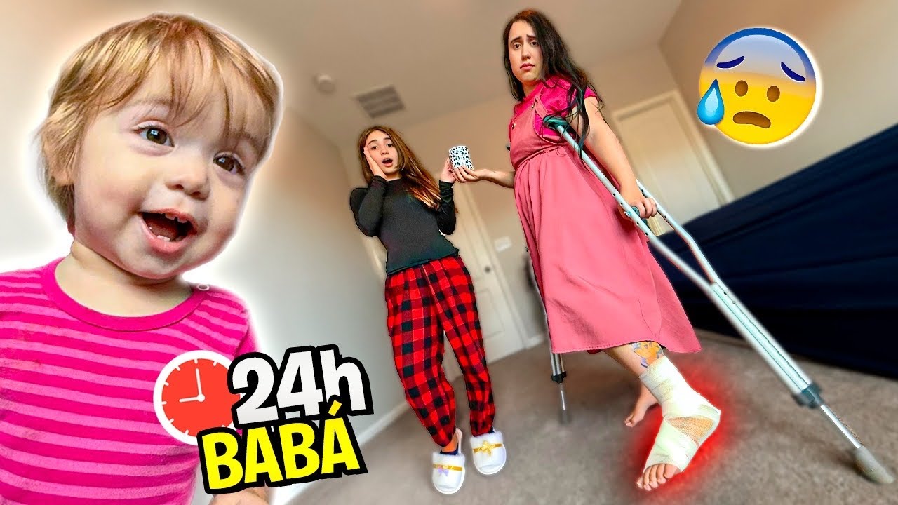 24 Horas SENDO BABÁ da MÃE com o PÉ QUEBRADO! Pai Também Vloga