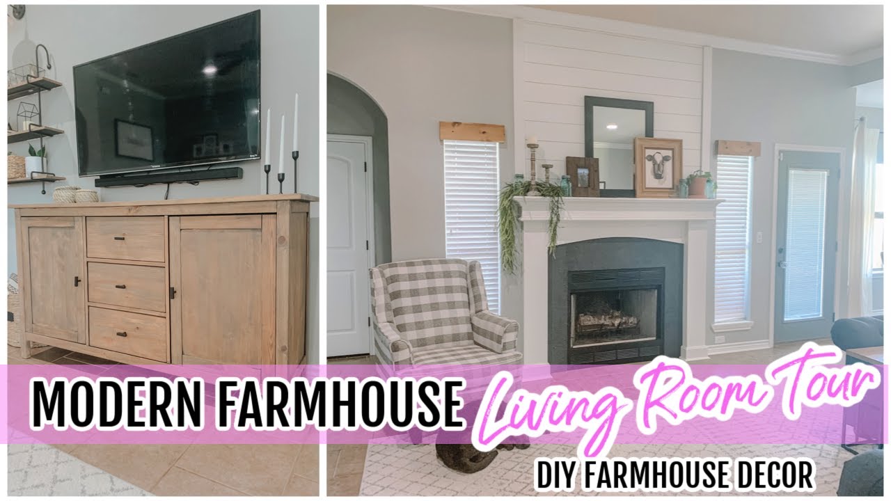 MODERN FARMHOUSE LIVING ROOM TOUR | COZY NEUTRAL HOME DECOR | DIY FARMHOUSE DECOR