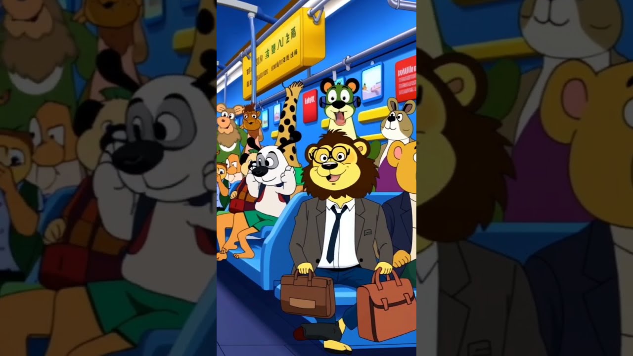 “If Animals Could Take the Subway” – Funny Twist #cartoon #cat #lion #funny