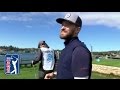 Justin Timberlake nearly jars the cup for an ace at AT&T Pebble Beach