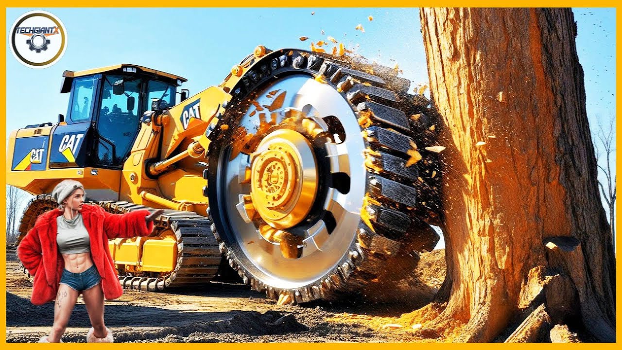 Extreme Dangerous Fastest Big Chainsaw Cutting Tree Machines | Monster Stump Removal Excavator #59