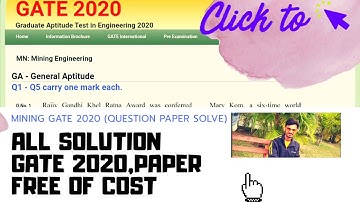 MINING!! GATE PAPER!!! 2020!!! SOLVE!!!! IMPORTANT TOPIC!!! PREVIOUS YEAR!!! QUESTION!!! ALL SOLVE!!