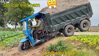 Dàn Công nông siêu khoẻ chở đất cực mạnh ,máy nổ 40 phanh hơi | 70 year old man driving a sand truck