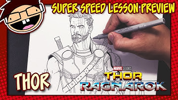 Lesson Preview: How to Draw THOR (Thor: Ragnarok) | Super Speed Time Lapse Art