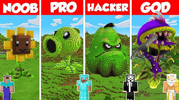 Plants vs Zombies 2 Build Battle Challenge - Noob vs Pro vs Hacker vs God - Minecraft Animation