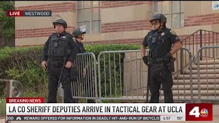 Law enforcement officers on UCLA campus as students return