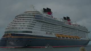 Disney Wish Departs Port Canaveral on its Christening Cruise w/ SHIP HORNS, Disney Cruise Line