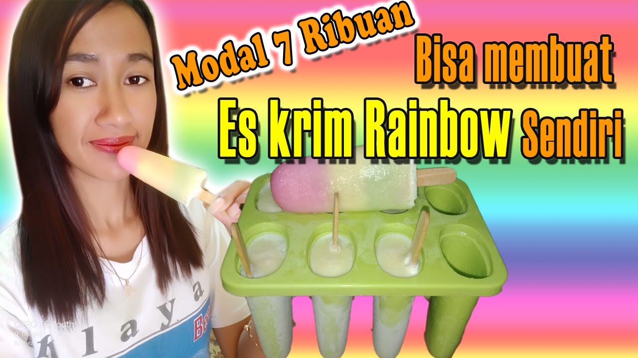 Cara Mudah membuat Es  Krim  Rainbow pelangi  Pop Ice YouTube