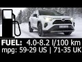 2024 toyota rav4 25l hybrid awdi highway city fuel consumption economy autobahn l100 km mpg range