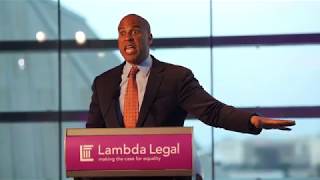 U.S. Senator Cory Booker accepts the Lambda Legal "Courage in Action" Award