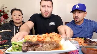 MUKBANG Steak &amp; Shrimp 🦐 🥩 • Parents Take Over My Channel
