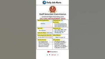 SSC CHSL Recruitment 2025 | New Vacancy 2025 | Daily Job Alerts #shorts