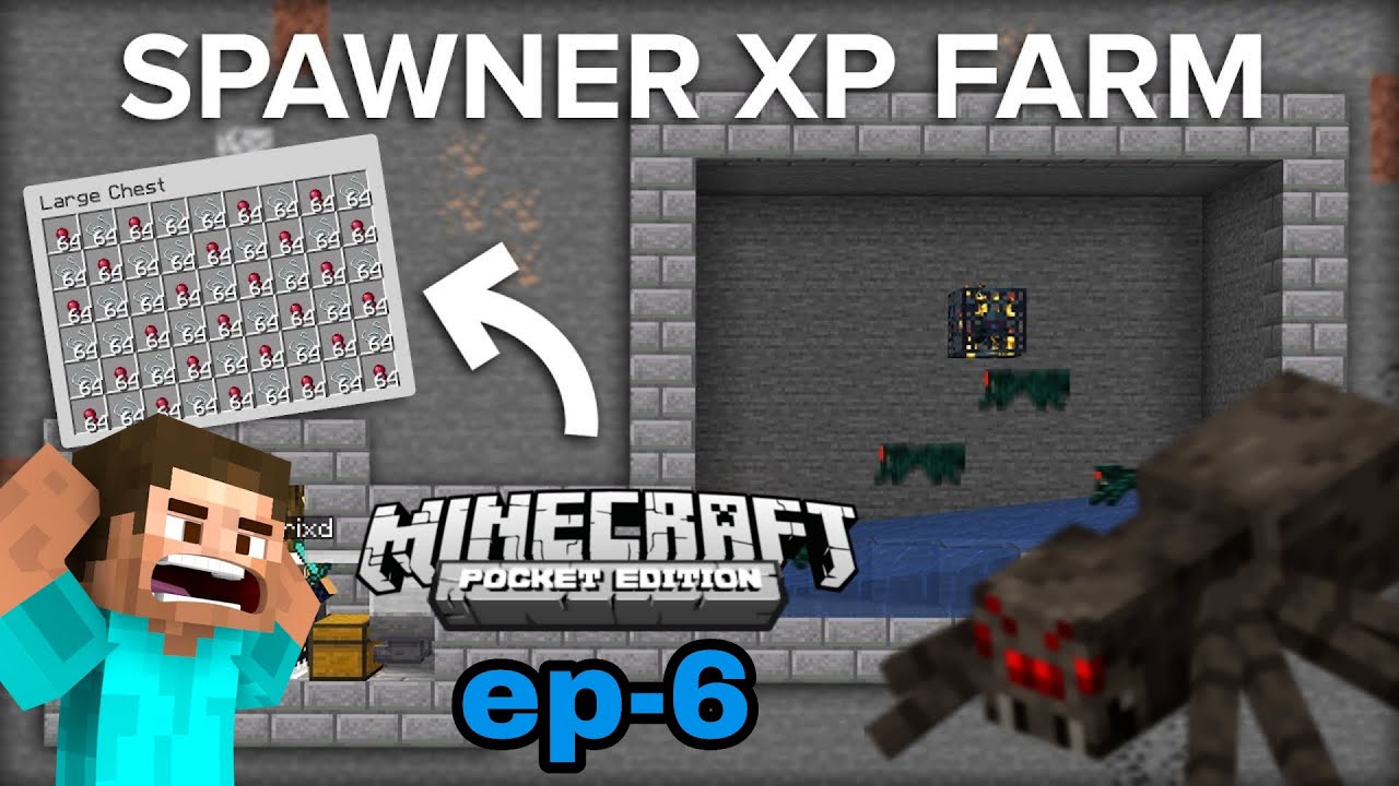 I made spider xp farm minecraft pe | ep6 - YouTube