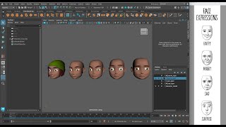 Applying Blend Shapes to a Face Rig in Maya Part 1: Face Expressions