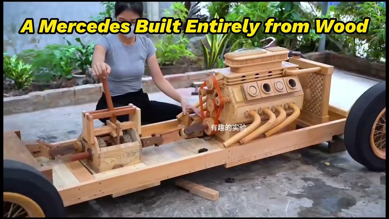 A Mercedes made entirely from wood—built by hand, start to finish.