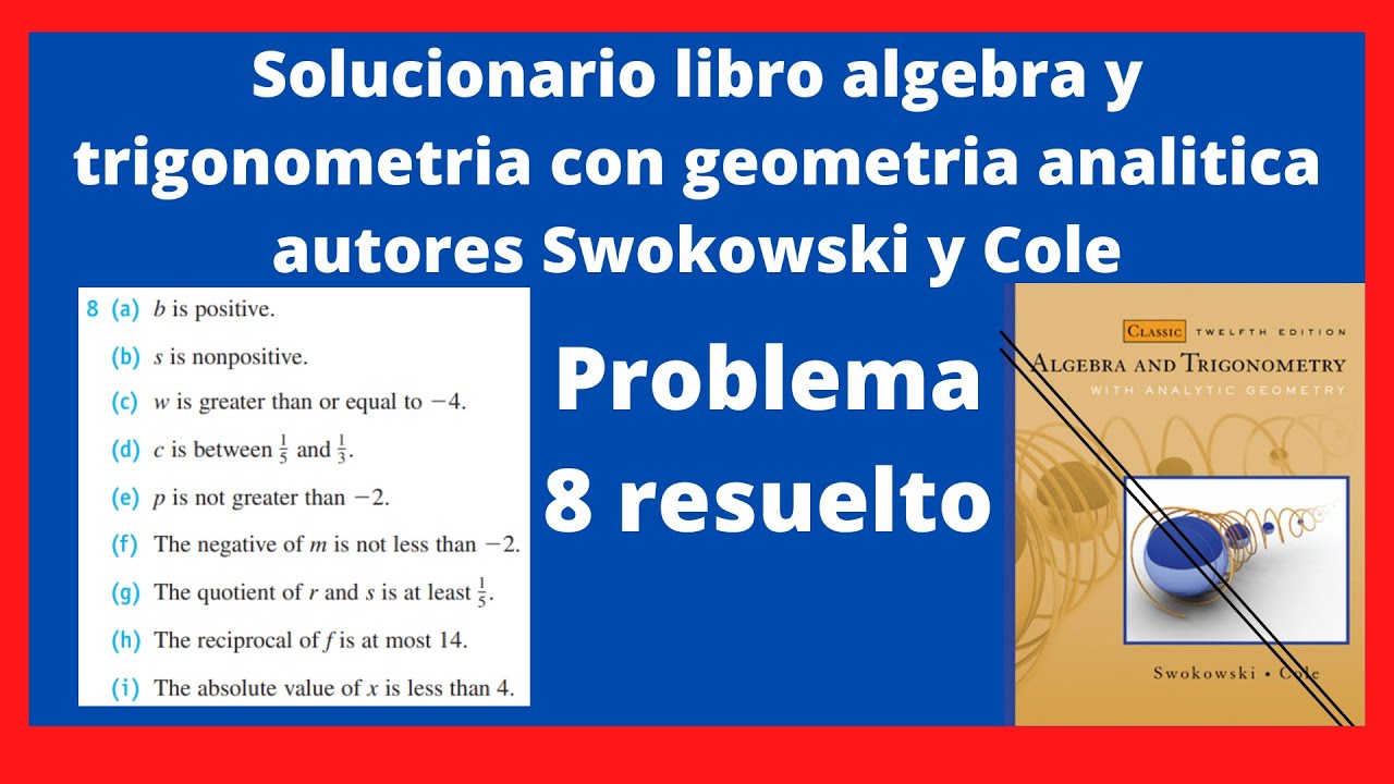 Ejercicio 8 resuelto libro algebra y trigonometria con geometria