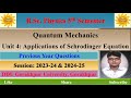 BSc Physics 5th sem|| Quantum Mechanics|| Unit 4|| Applications of Schrodinger equation|| #ddu #pyq