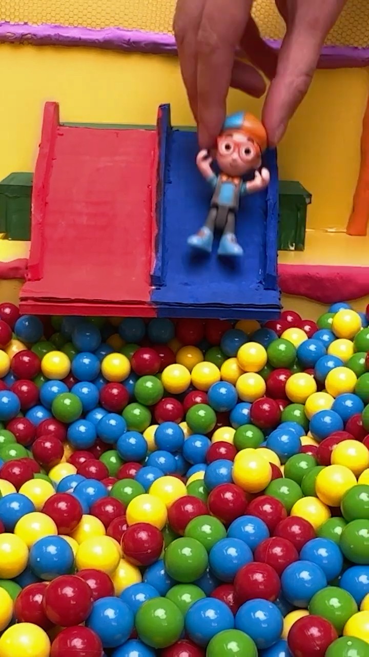 Blippi SLIDES to rescue his Toy Excavator! #toys #blippi #shorts
