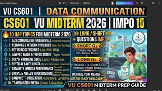 VU CS601 DATA COMMUNICATION VU MIDTERM 2026 IMPORTANT QUESTION LONG SHORT QUESTION WITH ANS 2026