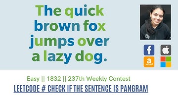 Leetcode 1832. Check if the Sentence Is Pangram || Code + Explanation