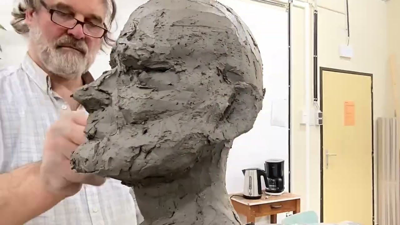 Head of a man modelled in clay 