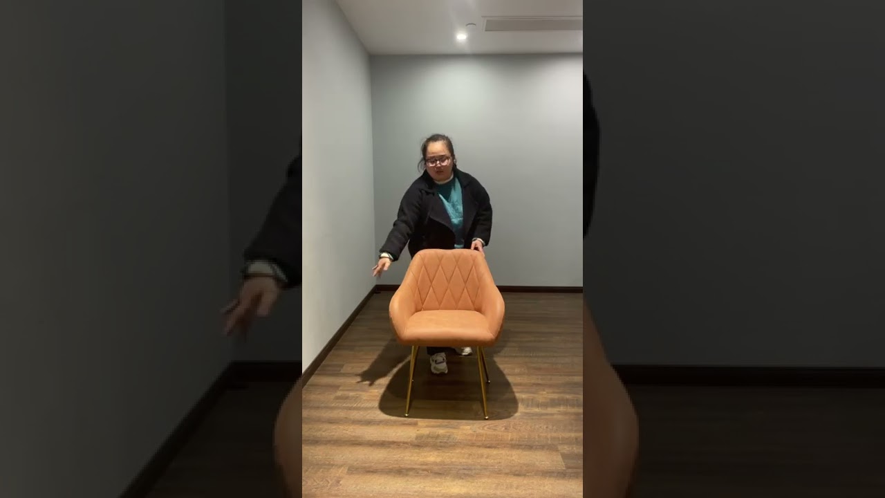 Brown dining chair four sets dining room, upholstered leather mid-century modern dining chair