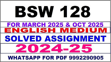 BSW 128 solved assignment 2024-25 in English || bsw 128 solved assignment 2025 || bsw128 2024-25