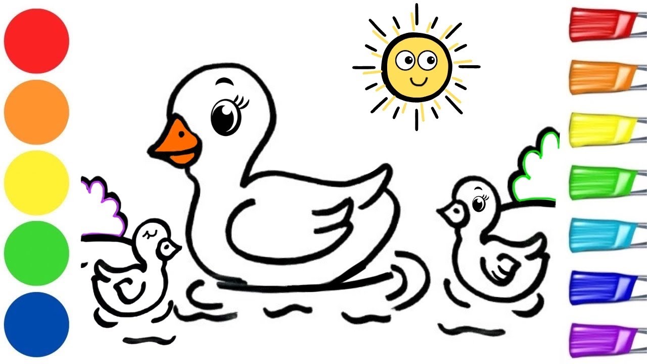 Рисунок утки | Как нарисовать милую утиную семью 🦆✨🌈❤️ | Простой рисунок животных | Шаг за шагом