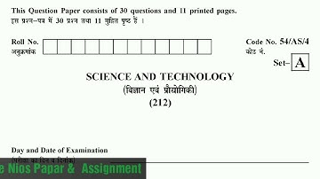 Nios Science 212 Paper Class 10 | April 2017|