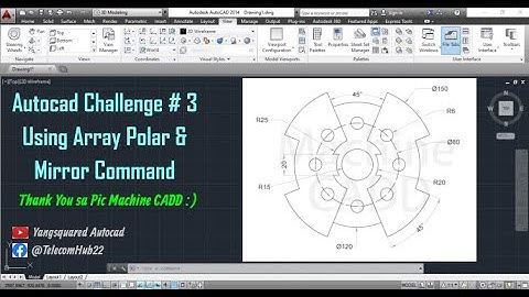 Autocad Challenge #3 Using Array Polar and Mirror Command Tutorial