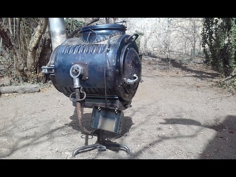 ხელნაკეთი შეშის ღუმელი | Handmade wood Stove made from film light equipment