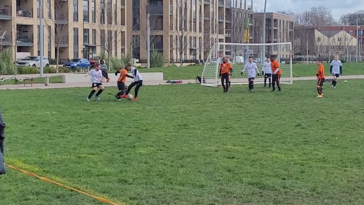 Hiting the frame of the goal, 8 year old Isa