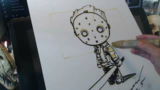 Baby Groot Dressed Up As Jason From The Film Friday The 13Th Marker On Canvas