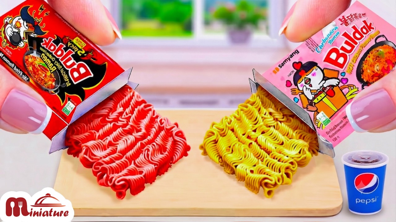 Best Korean Food 🌶️ How To Make Pink Carbonara Buldak VS Spicy Buldak Ramen | ASMR Cooking Mini Food