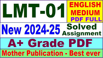 LMT 01 solved assignment 2024-25 in English || lmt 01 solved assignment 2025 || lmt1 2024-25