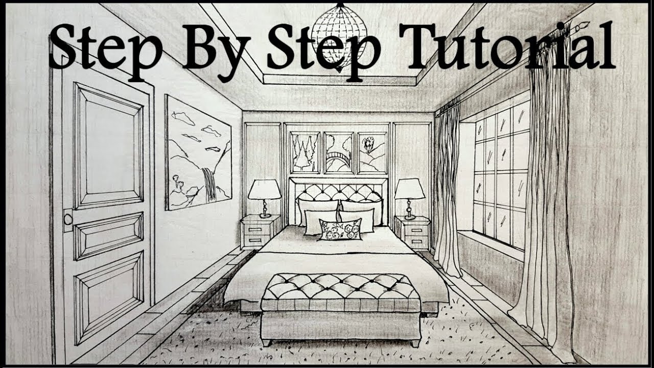 How To Draw A Bedroom In One Point Perspective Step By Step